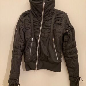 Adidas by Stella McCartney Ruched Dark Gray Bomber Jacket